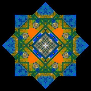 Abstract pattern, multi-colored kaleidoscope from photos modern buildings Foto stock