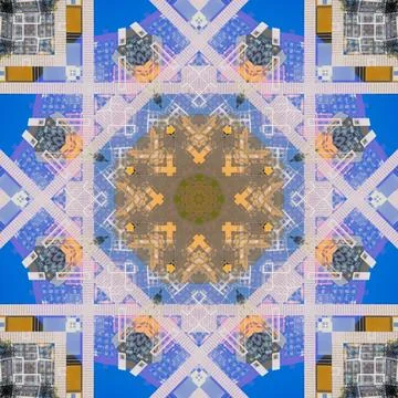 Abstract pattern, multi-colored kaleidoscope from photos modern buildings 库存照片