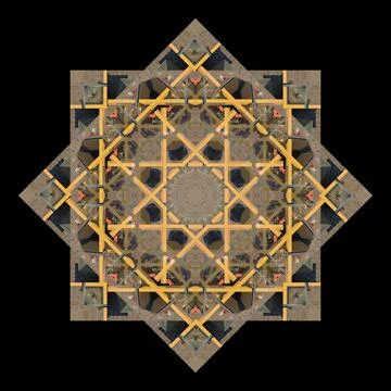 Abstract pattern, multi-colored kaleidoscope from photos modern buildings 库存照片