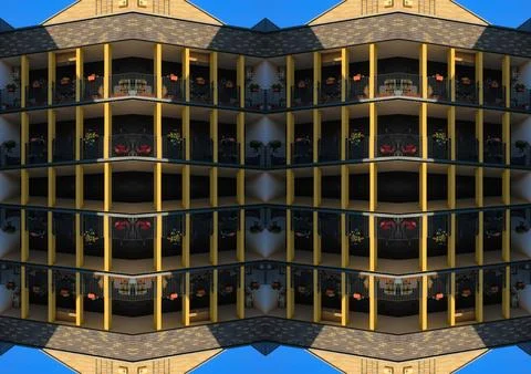 Abstract pattern, multi-colored kaleidoscope from photos modern buildings Stock Photos