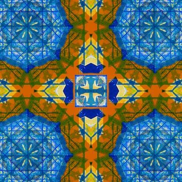 Abstract pattern, multi-colored kaleidoscope from photos modern buildings Stock Photos