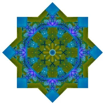 Abstract pattern, multi-colored kaleidoscope from photos modern buildings Foto stock