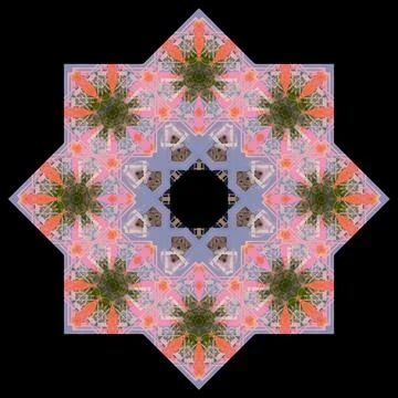 Abstract pattern, multi-colored kaleidoscope from photos modern buildings Stock-Fotos