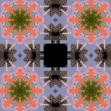 Abstract pattern, multi-colored kaleidoscope from photos modern buildings Stock Photos