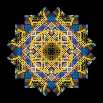 Abstract pattern, multi-colored kaleidoscope from photos modern buildings Foto stock