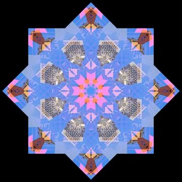 Abstract pattern, multi-colored kaleidoscope from photos modern buildings Foto stock