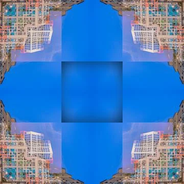 Abstract pattern, multi-colored kaleidoscope from photos modern buildings Stock Photos