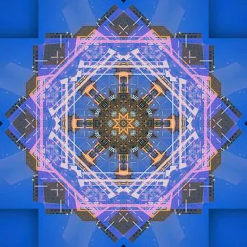 Abstract pattern, multi-colored kaleidoscope from photos modern buildings Foto stock
