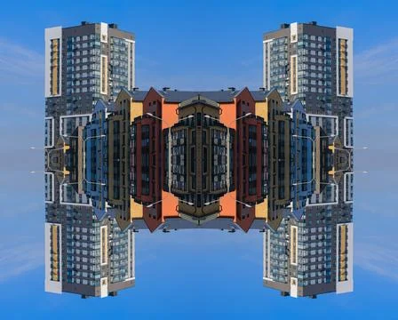 Abstract pattern, multi-colored kaleidoscope from photos modern buildings Foto stock