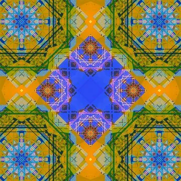 Abstract pattern, multi-colored kaleidoscope from photos modern buildings Foto stock