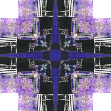 Abstract pattern, multi-colored kaleidoscope from photos modern buildings Foto stock