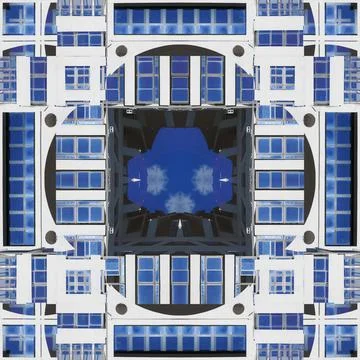 Abstract pattern, multi-colored kaleidoscope from photos modern buildings Foto stock