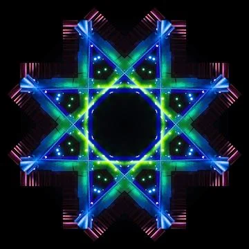 Abstract pattern, multi-colored kaleidoscope, lighting and spotlights Foto stock