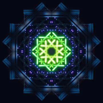 Abstract pattern, multi-colored kaleidoscope, lighting and spotlights Stock Photos