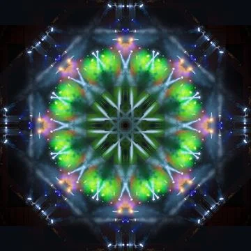 Abstract pattern, multi-colored kaleidoscope from photos lighting and spotlights Stock Photos