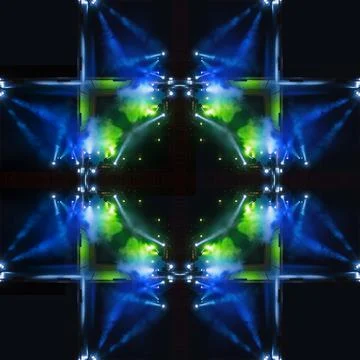 Abstract pattern, multi-colored kaleidoscope, lighting and spotlights Stock Photos