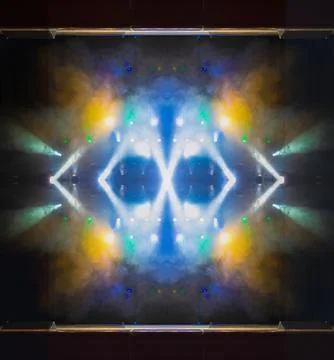 Abstract pattern, multi-colored kaleidoscope from photos lighting and spotlights Stock Photos