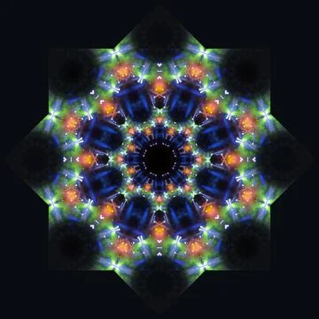 Abstract pattern, multi-colored kaleidoscope, lighting and spotlights Foto stock