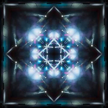 Abstract pattern, multi-colored kaleidoscope from photos light and smoke Stock Photos