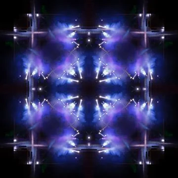 Abstract pattern, multi-colored kaleidoscope from photos lighting and spotlights Stock Photos