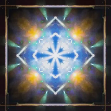 Abstract pattern, multi-colored kaleidoscope, lighting and spotlights Stock Photos