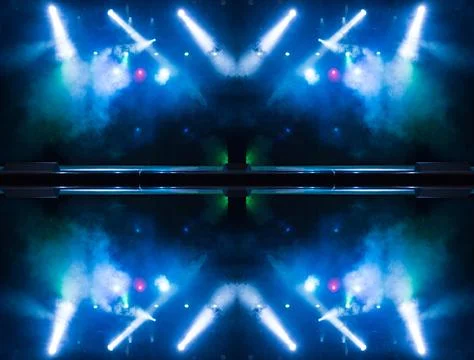 Abstract pattern, multi-colored kaleidoscope from photos lighting and spotlights Stock-Fotos