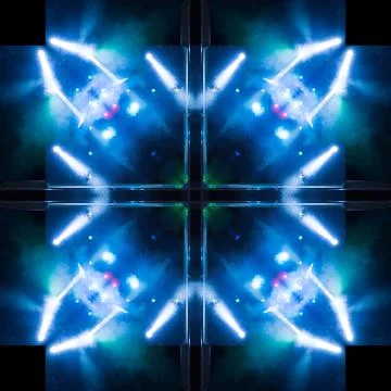 Abstract pattern, multi-colored kaleidoscope, lighting and spotlights Foto stock