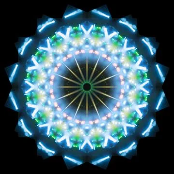 Abstract pattern, multi-colored kaleidoscope, lighting and spotlights Foto stock