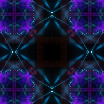 Abstract pattern, multi-colored kaleidoscope, lighting and spotlights Stock Photos