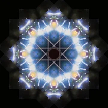 Abstract pattern, multi-colored kaleidoscope, lighting and spotlights Foto stock