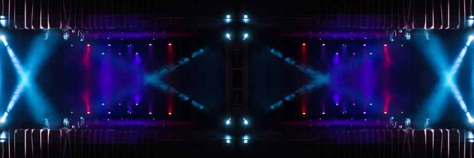 Abstract pattern, multi-colored kaleidoscope, lighting and spotlights Stock Photos