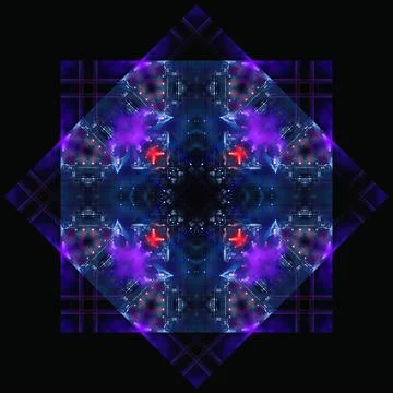 Abstract pattern, multi-colored kaleidoscope, lighting and spotlights Stock Photos