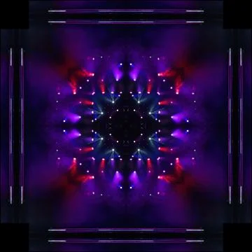 Abstract pattern, multi-colored kaleidoscope, lighting and spotlights Foto stock