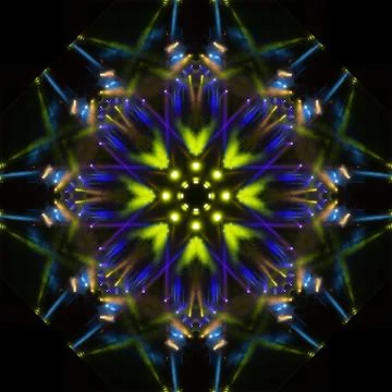 Abstract pattern, multi-colored kaleidoscope from photos light and smoke Foto stock