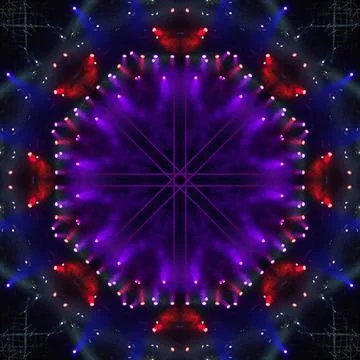 Abstract pattern, multi-colored kaleidoscope, lighting and spotlights Stock Photos