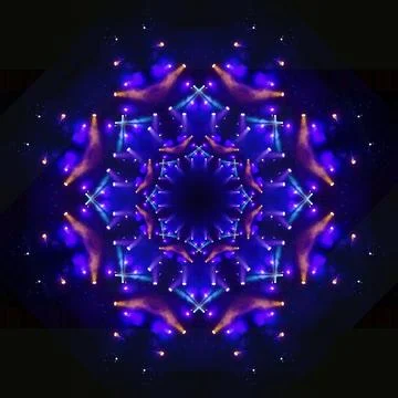 Abstract pattern, multi-colored kaleidoscope, lighting and spotlights Stock Photos
