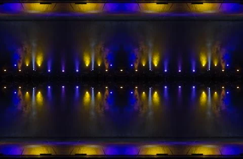 Abstract pattern, multi-colored kaleidoscope, lighting and spotlights Foto stock