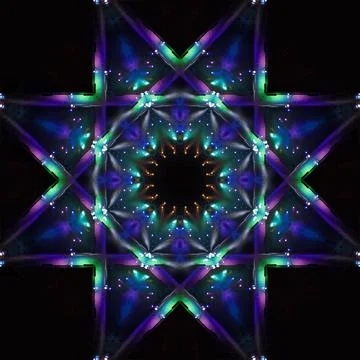 Abstract pattern, multi-colored kaleidoscope from photos lighting and spotlights 스톡 사진