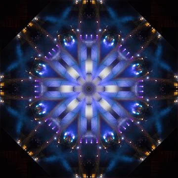 Abstract pattern, multi-colored kaleidoscope from photos light and smoke Foto stock
