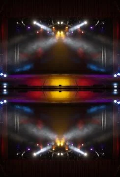 Abstract pattern, multi-colored kaleidoscope from photos lighting and spotlights Foto stock