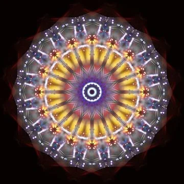 Abstract pattern, multi-colored kaleidoscope from photos lighting and spotlights Stock Photos