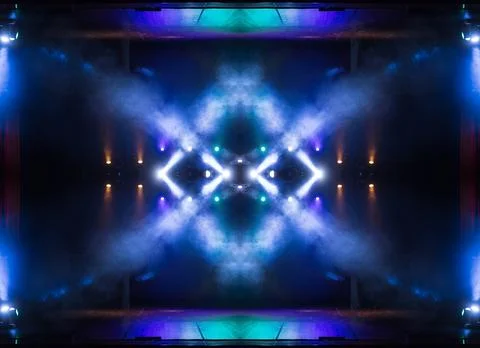 Abstract pattern, multi-colored kaleidoscope, lighting and spotlights Stock Photos
