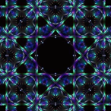 Abstract pattern, multi-colored kaleidoscope, lighting and spotlights Stock Photos