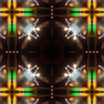 Abstract pattern, multi-colored kaleidoscope from photos lighting and spotlights Stock Photos