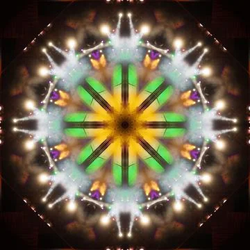 Abstract pattern, multi-colored kaleidoscope, lighting and spotlights Foto stock