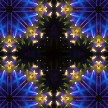 Abstract pattern, multi-colored kaleidoscope from photos lighting and spotlights Stock Photos