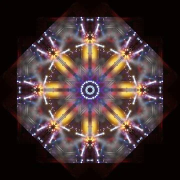 Abstract pattern, multi-colored kaleidoscope from photos lighting and spotlights Stock Photos