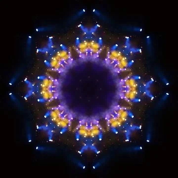 Abstract pattern, multi-colored kaleidoscope from photos lighting and spotlights Stock Photos