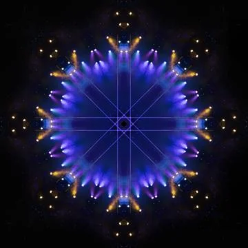 Abstract pattern, multi-colored kaleidoscope, lighting and spotlights Foto stock