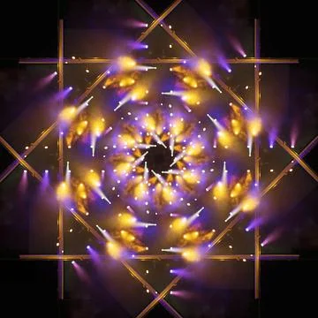 Abstract pattern, multi-colored kaleidoscope, lighting and spotlights Stock Photos